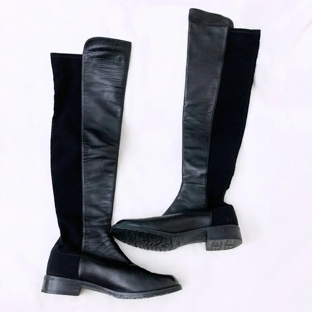 STUART WEITZMAN 5050 leather and stretch knee boots